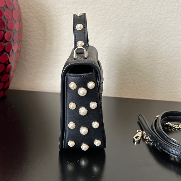 Kate Spade Serrano Place Pearl Maisie Crossbody Black Pebble Leather Pearl Studs - Picture 8 of 17
